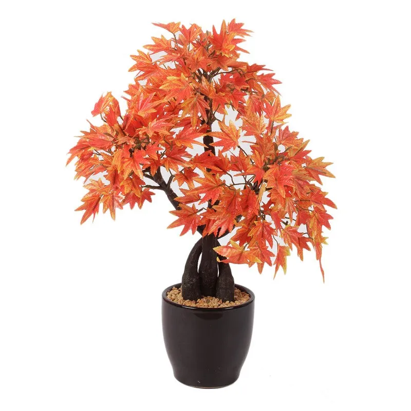 Artificial Orange Maple Bonsai Plant With Ceramic Pot - 1.3 Feet media 5
