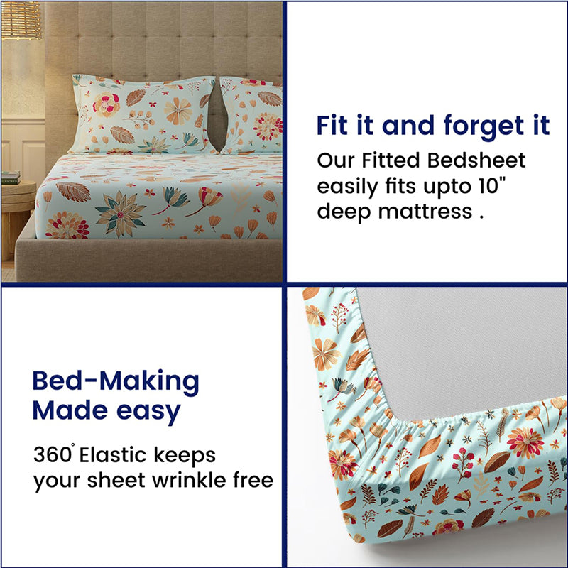 Urban Space Florence Sky Blue Cotton Bedsheet - 200 TC media 7