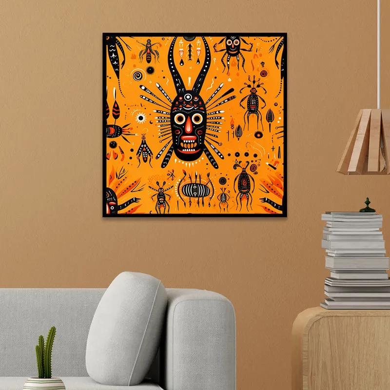 Tribal Masks Canvas Wall Art With Frame media 1