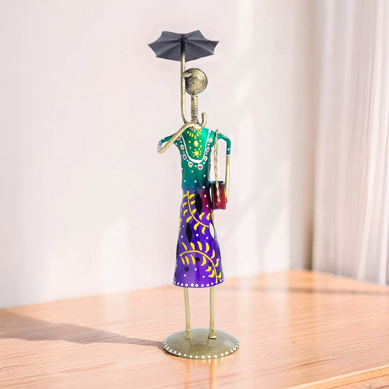 Elegant Lady Iron Showpiece - Purple,Green