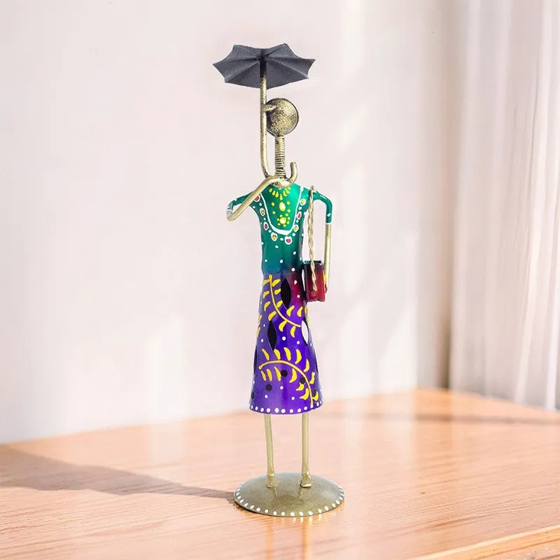 Elegant Lady Iron Showpiece - Purple,Green media 1