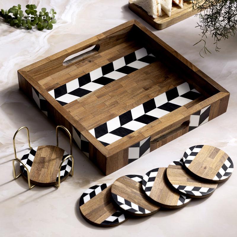Nihi Black & White Stripe Serving Tray