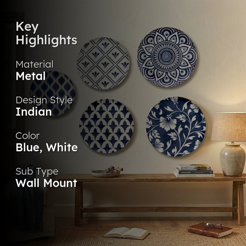 Azure Dynasty Metal Wall Plates - Set Of Five media 2