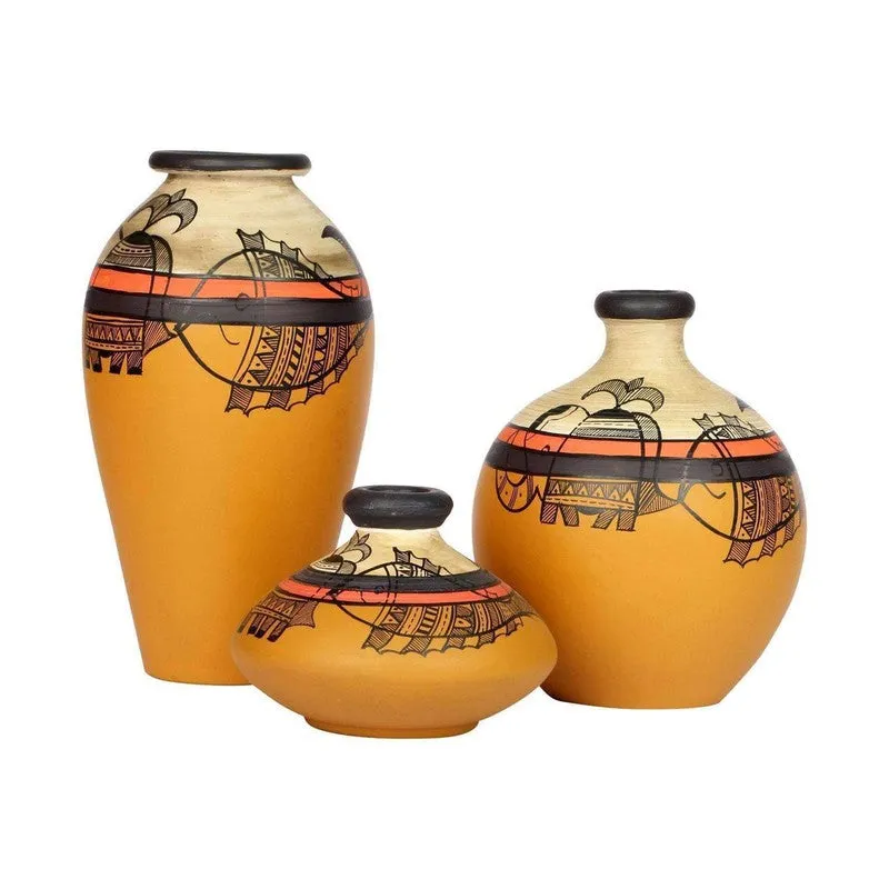 Melrose Tribal Terracotta Vase - Set Of Three media 3