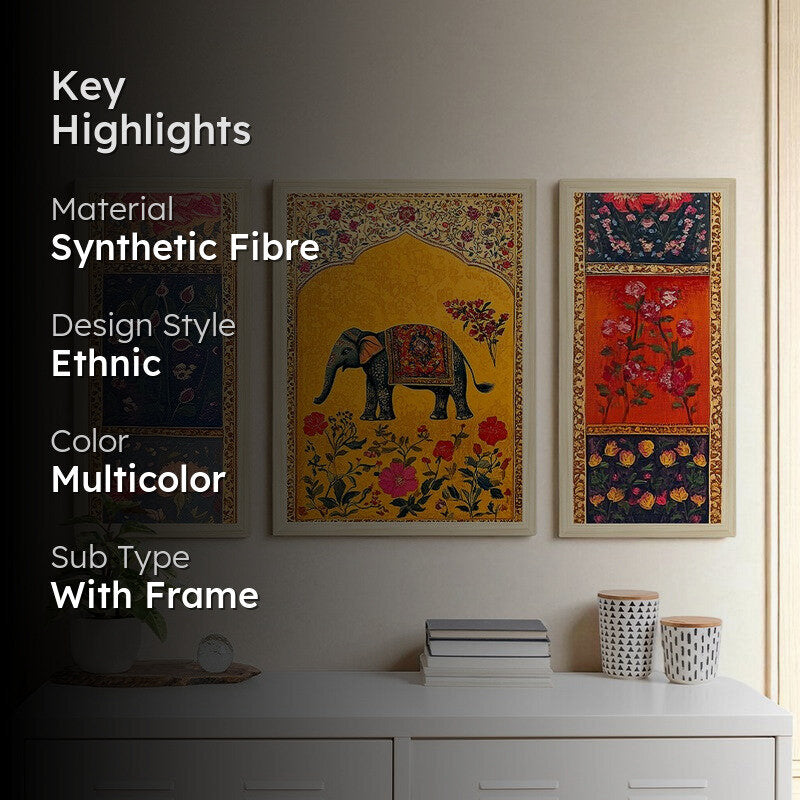 Colors of Culture Synthetic Fibre Wall Art - Set of Three media 2