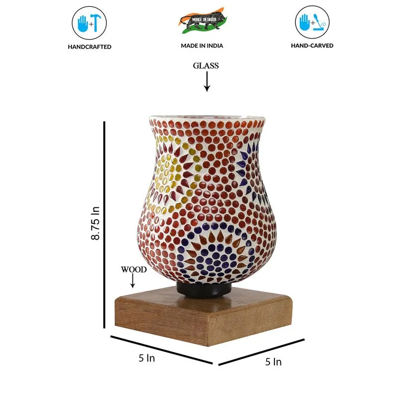 Mirello Mosaic Glass Table Lamp With Wooden Base - Multicolor media 9