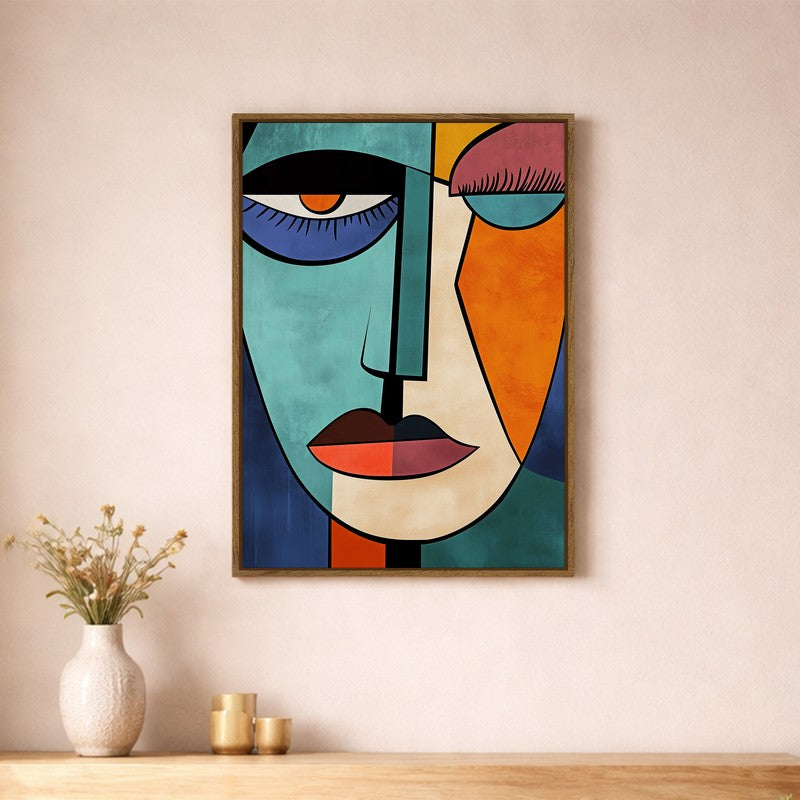 Geometric Gaze Canvas Wall Art With Frame