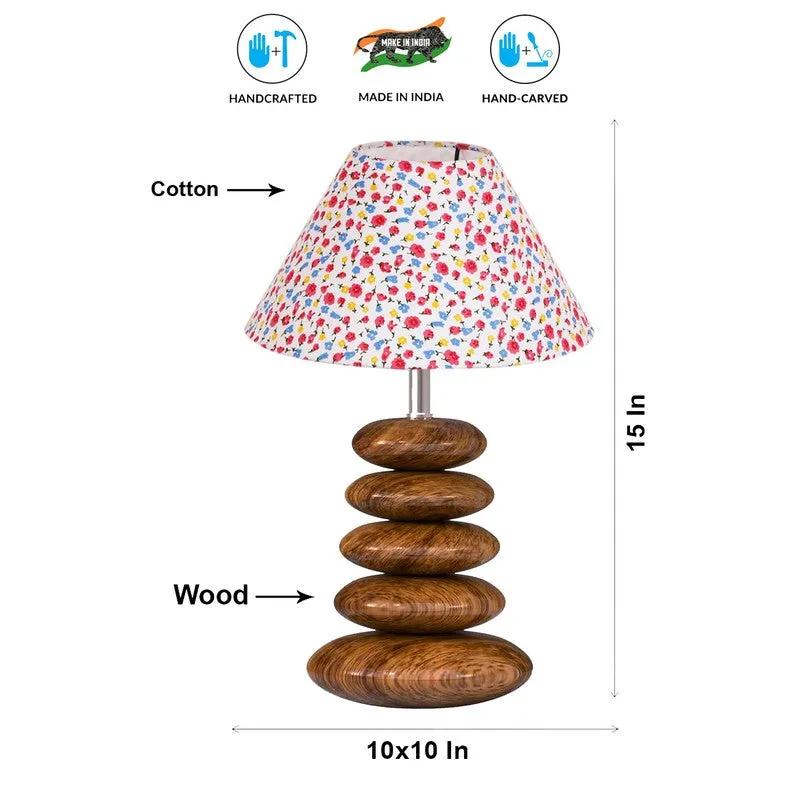 Glanorix Cotton Table Lamp With Wooden Base - Multicolor media 7
