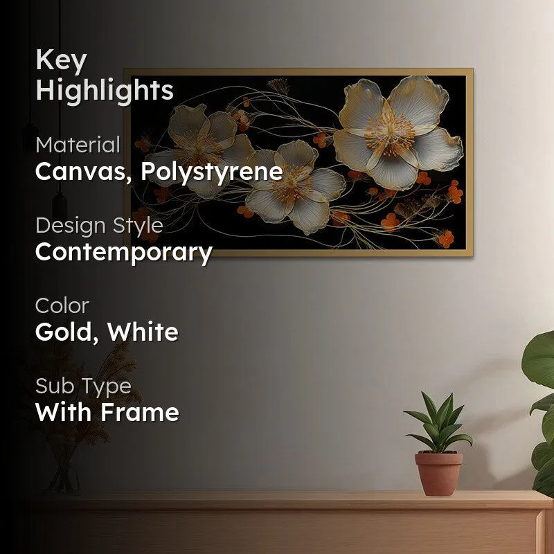 Cauaria Floral Wall Painting With Frame media 2