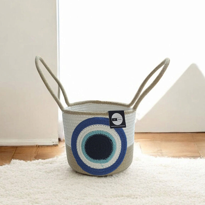 Evil Eye Cotton Storage Basket With Handle media 3