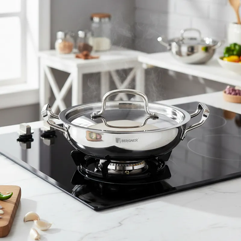 Bergner Induction Safe Deep Kadhai With Lid - 3000 mL media 1