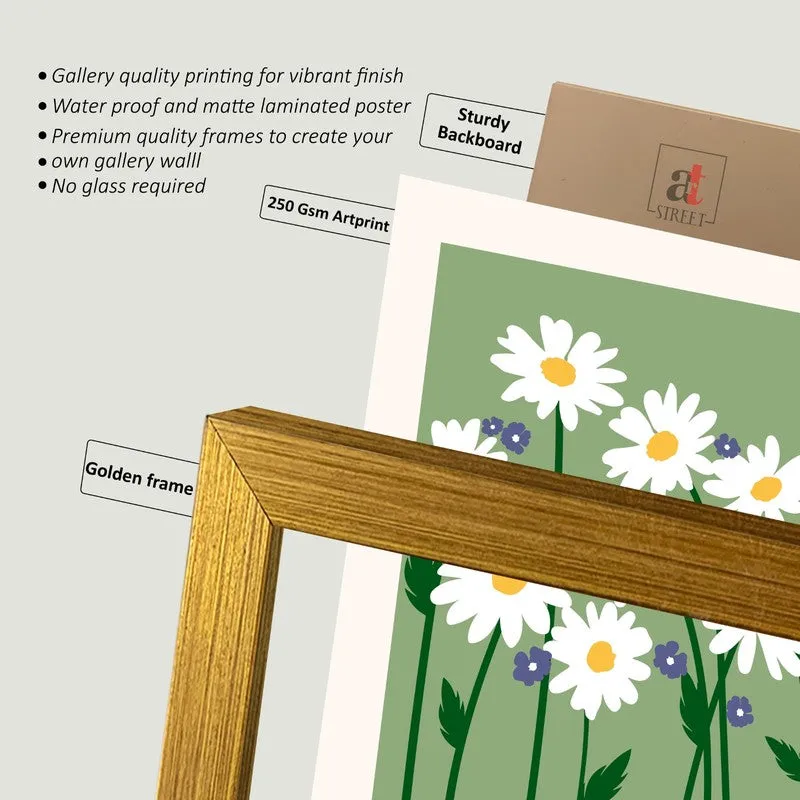 Close-up of a golden picture frame corner with layered print and backing materials