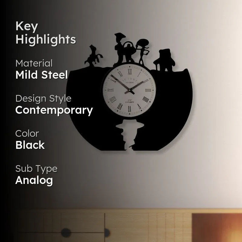 Funquest Steel Analog Wall Clock - Black media 2