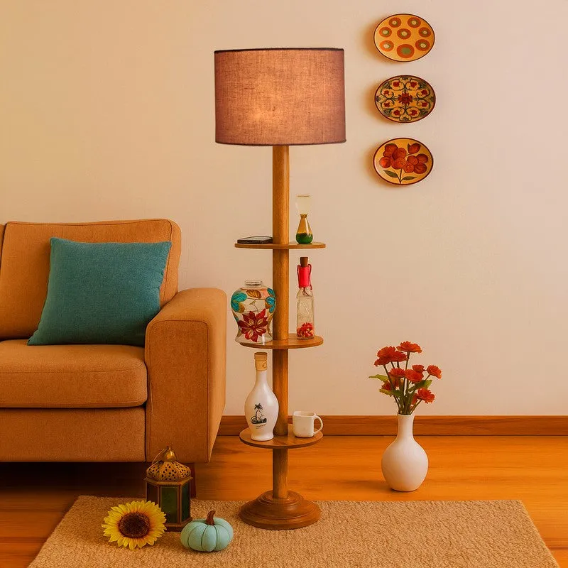 LumiCrate Tower Wooden Floor Lamp - Grey media 4
