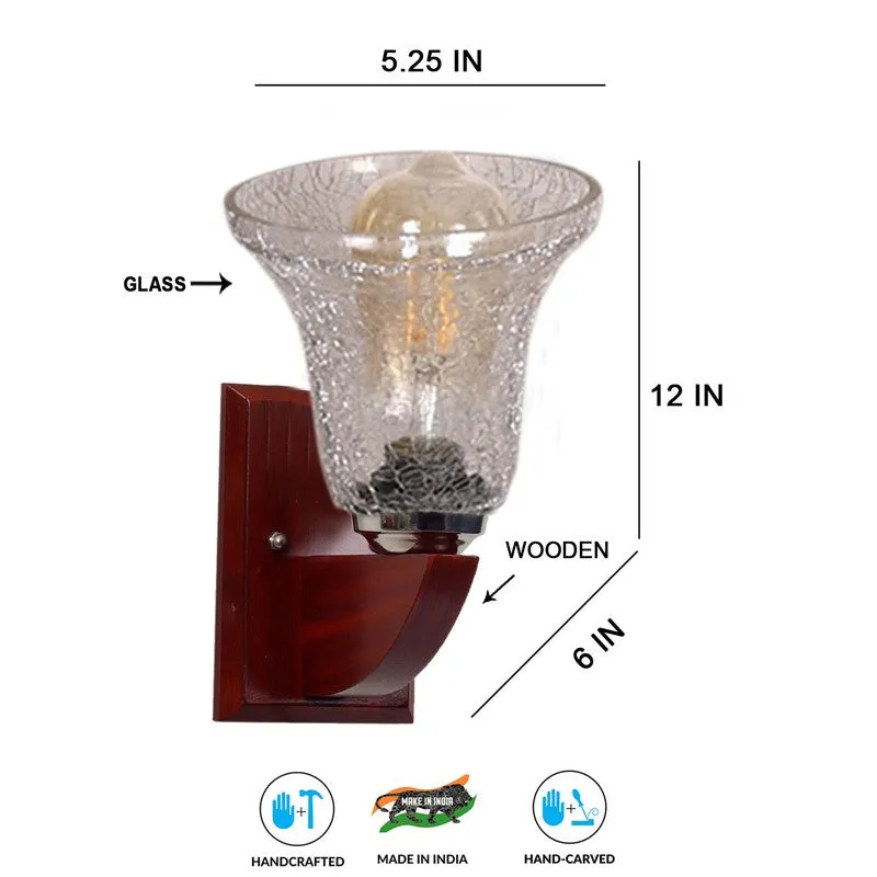 Crystal Flare Wooden Base Glass Wall Lamp media 8