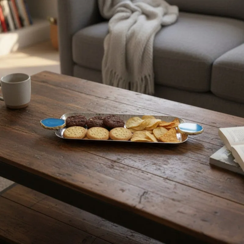 Aurora Edge Hammered (Metal,Agate) Rectangle Platter media 1