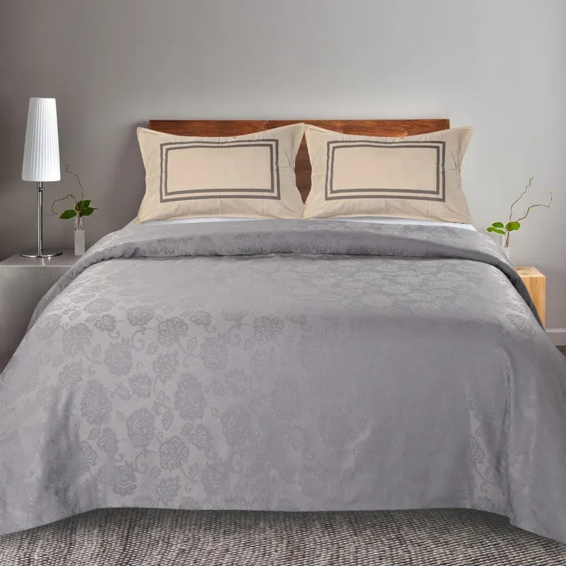 Floral Aura Cotton Bedsheet (Grey) - 224 TC media 3