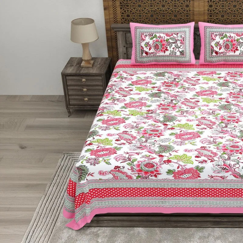 Tonear Cotton Bedsheet (Pink,Red) - 240 TC media 3