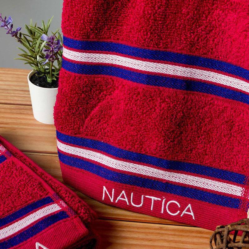 Nautica Dove Dual Down Cotton Hand Towel (Burgundy) - Set Of Two media 3