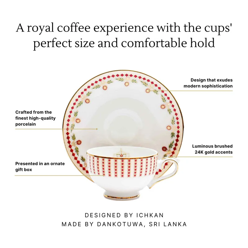 Gilded 24k Gold Brushed Porcelain Tea Cup & Saucer (280 mL) - Set of Six media 6