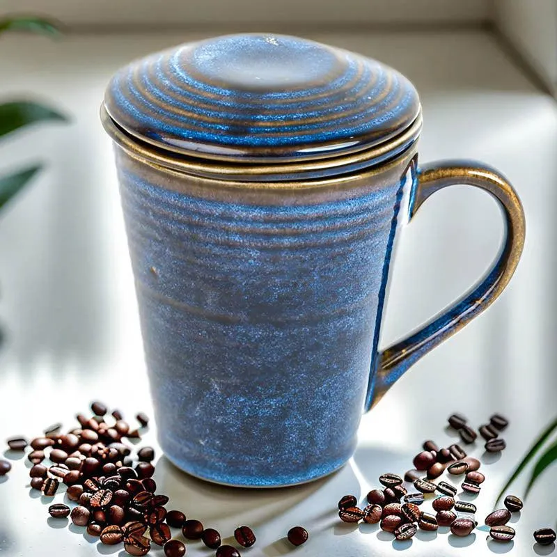 Meghneel Ceramic Mug With Infuser - 250 ML media 1
