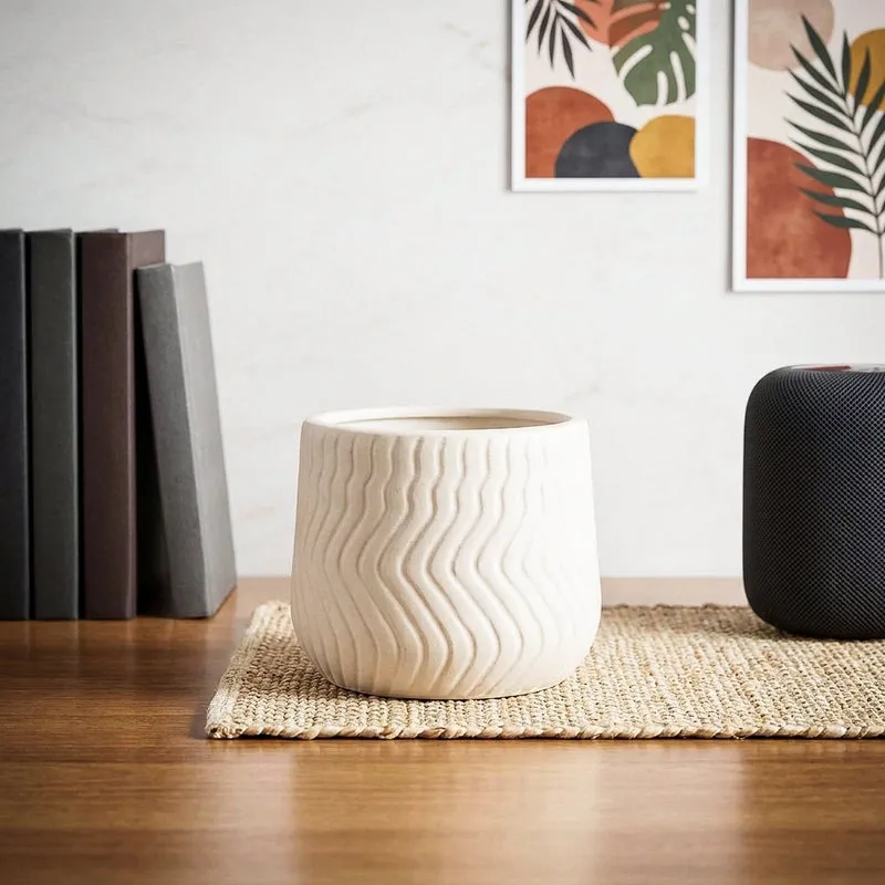 Plateo Wave Planter (Teal & White) - Set Of Two media 1