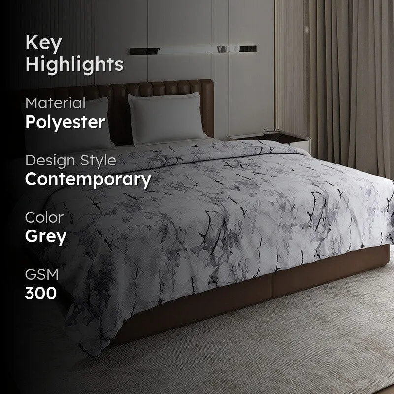 Monte Carlo Marvyn Abstract Print Polyester Blanket (Light Grey) - 300 GSM media 2