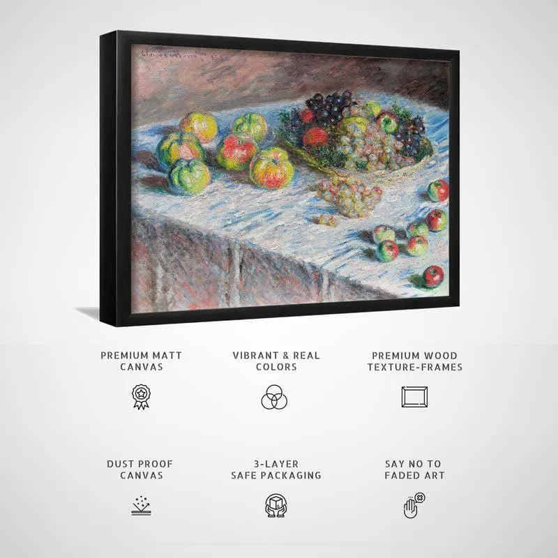 Apples And Grapes By Claude Monet - Black Frame media 3
