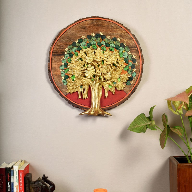Tree of Life Round Mango Wood Wall Accent