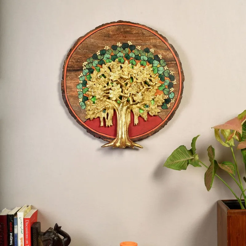Tree of Life Round Mango Wood Wall Accent media 1