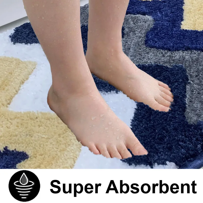 Mason Chevron Microfiber Bath Mat - Blue media 5