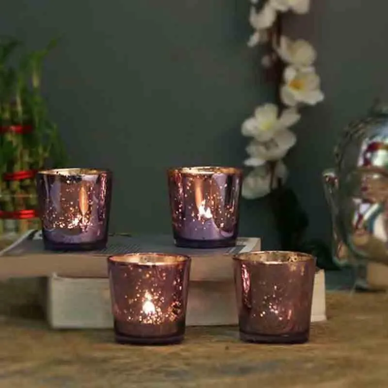 Amethyst Candle Holder - Set Of Four media 1