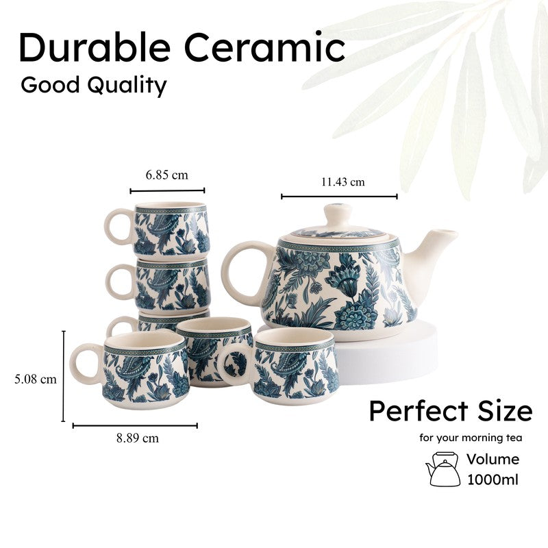 Indiblue Stoneware Tea Pot Set - Seven Piece Set media 8