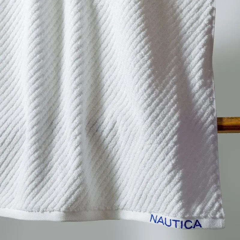 Nautica Riviera Soft Cotton Bath Towel (White & Lilac) - Set Of Two media 5