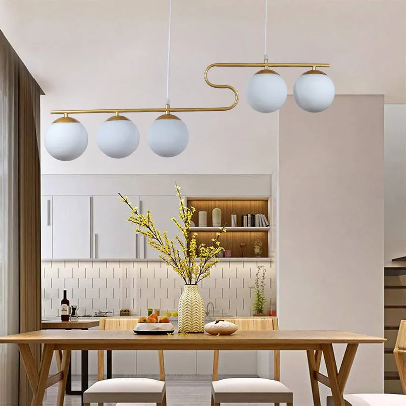 Celestial Curve Metal Ceiling Lamp - Gold & White media 3