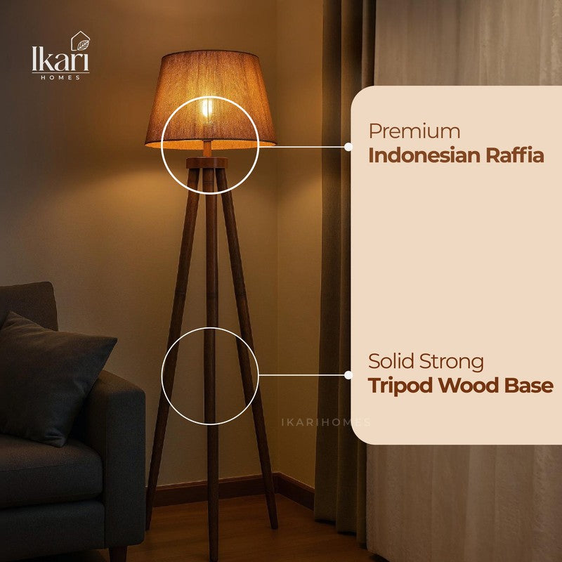 Nordic Tripod Acacia Wood Floor Lamp media 9