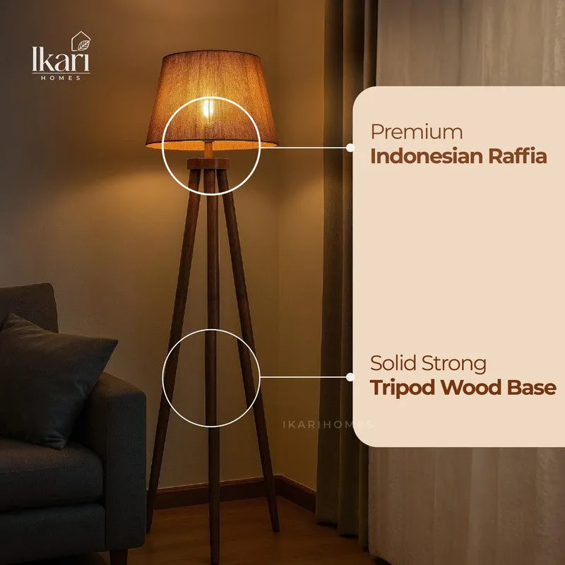 Nordic Tripod Acacia Wood Floor Lamp - 9
