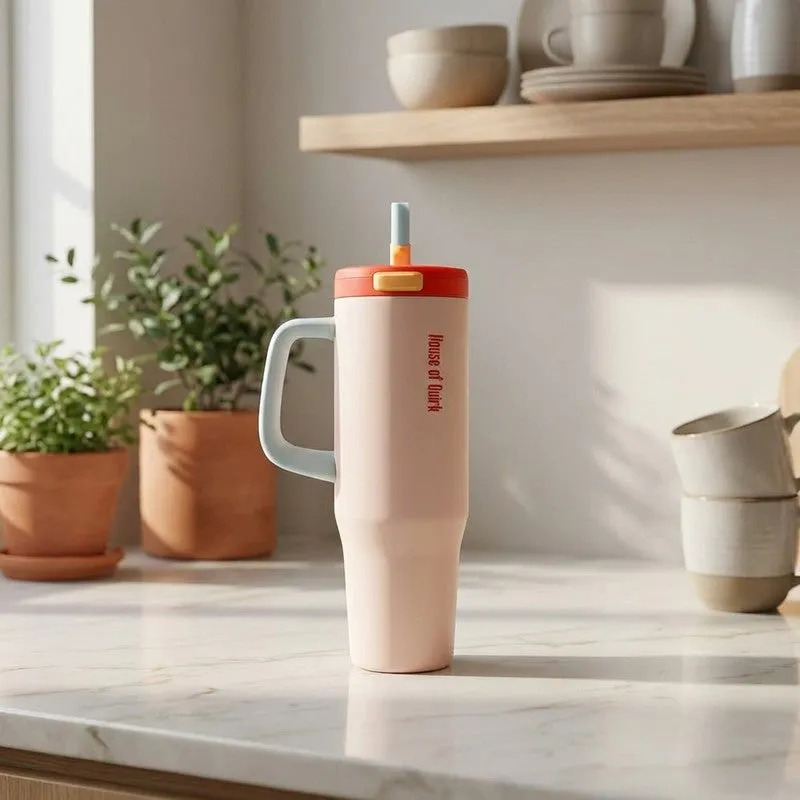 AuraGrip Stainless Steel Tumbler (1200 ML) - Peach media 1