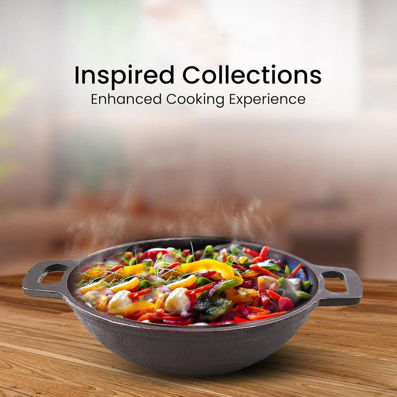 Solara Brewora Cast Iron Kadhai Without Lid - 1700 mL/8 Inch media 7