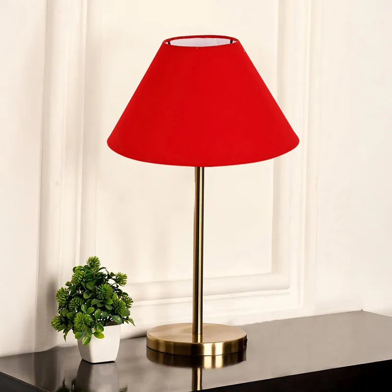 Glow Mesa Cotton & Metal Table Lamp (Empire) - Red,Gold media 2
