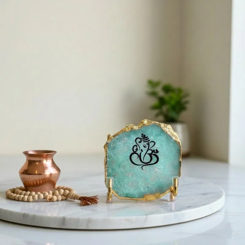 Ganesha Handcrafted Agate Religious Accent - Turquoise media 3