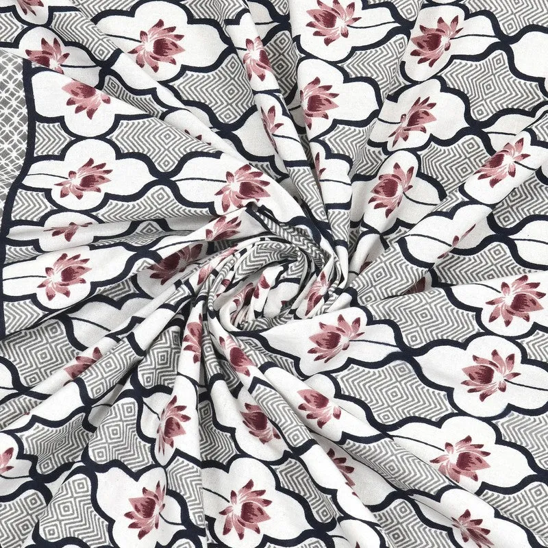 Patternza Cotton Bedsheet (Grey,Pink) - 240 TC media 5