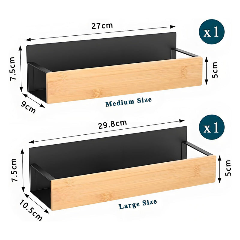 Layloft Magnetic Bamboo & Carbon Steel Wall Rack - Set Of Two media 8