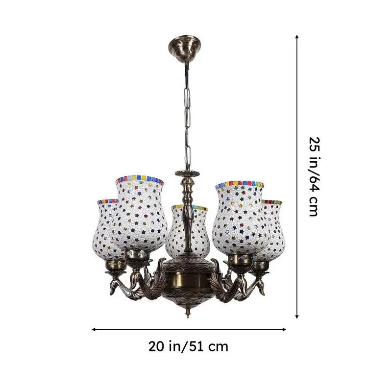Ekta Mayoora Mosaic Golden Antique Ceiling Lamp media 7