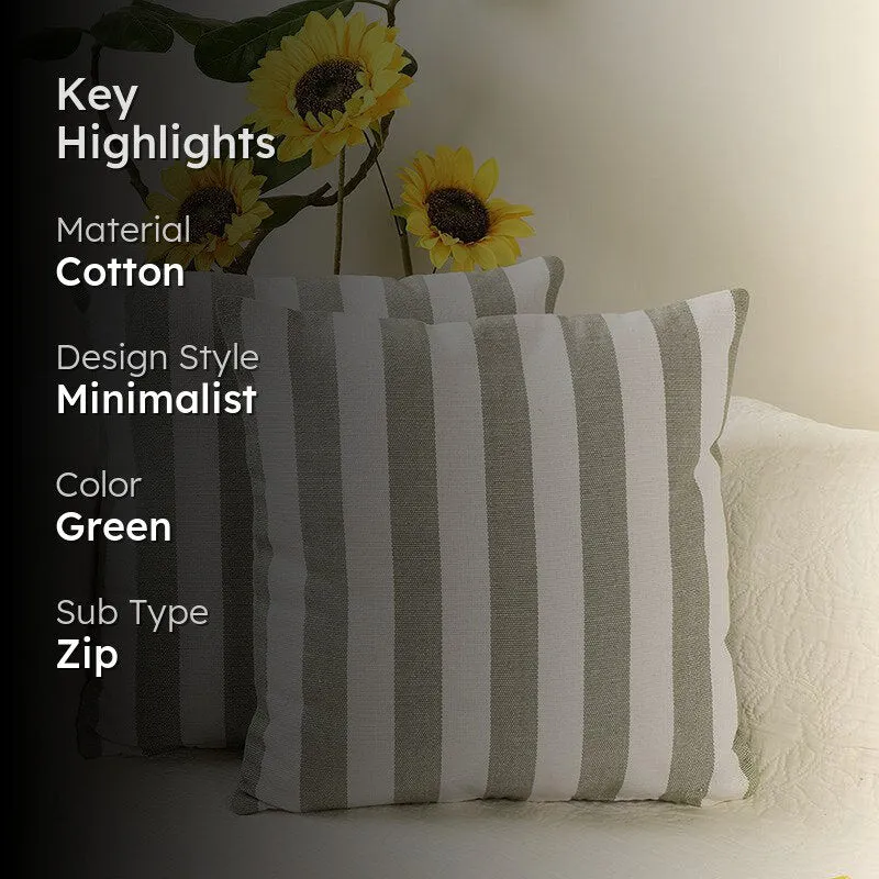 Antheia Cotton Cushion Cover (Green) - Set Of Two media 2