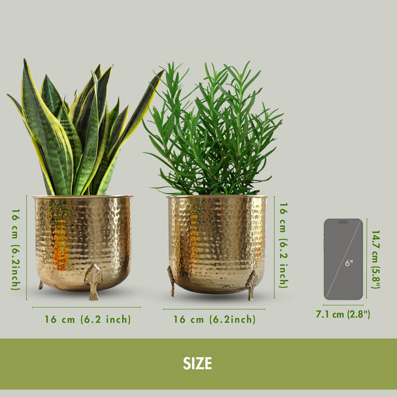 Zephyr Metal Hammered Leaf Leg Planter - Set Of Two media 6