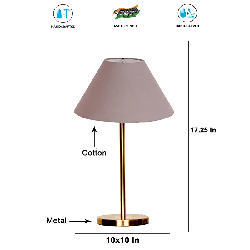Glow Mesa Cotton & Metal Table Lamp (Empire) - Grey,Gold media 4