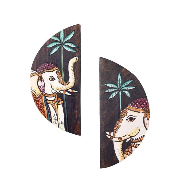 Pichhwai Elephant Wooden Wall Accent - Set Of Two media 3
