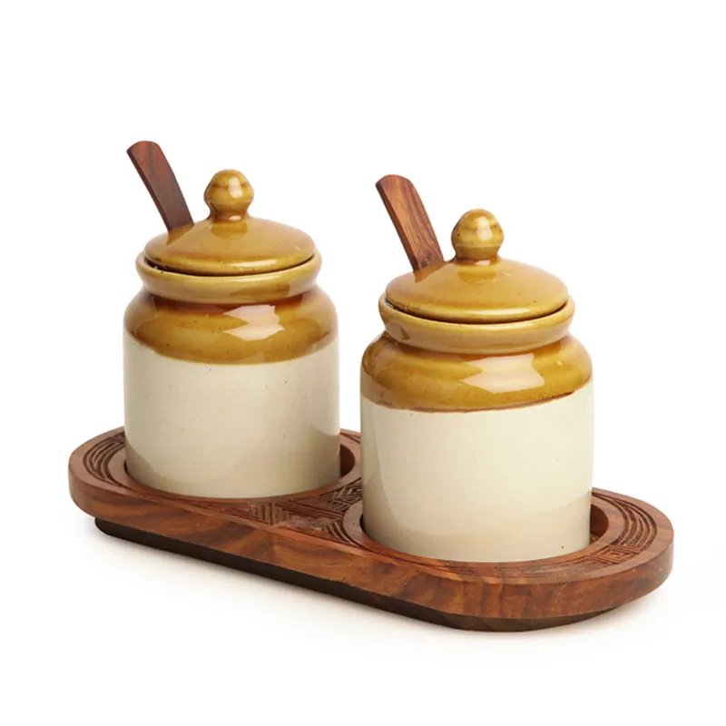 Bharani Handglazed Ceramic Jar Set (230 mL Each) - Five Piece Set media 3