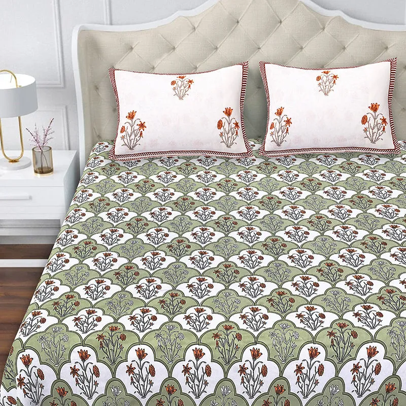 Rupa Cotton Bedsheet (Olive, Red) - 180 TC media 4